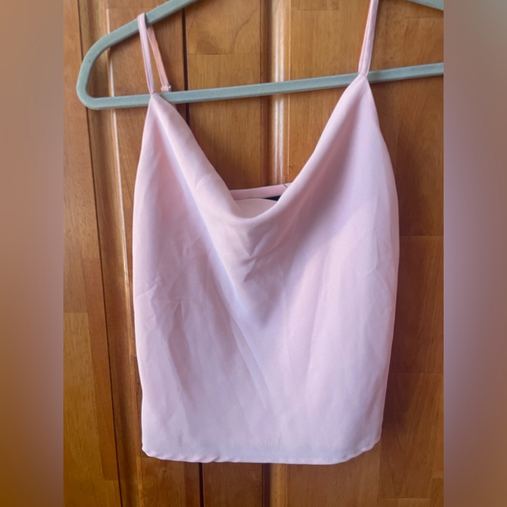 Pink cowl neck top